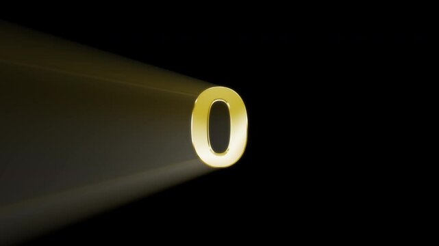 A 5 second countdown animation leading to "2025" in bold, golden 3D text. The light ray animation adds brilliance, all with a transparent background. New Year celebrations and festive projects