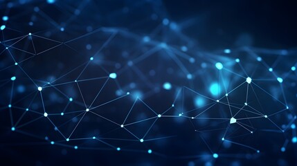 Abstract Blue Glowing Low Poly Mesh Network