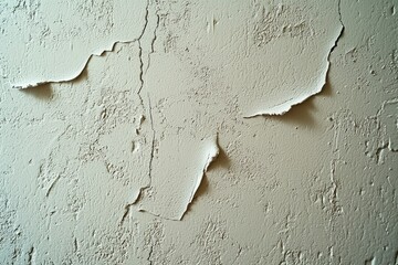 Cracked and Peeling White Paint on a Textured Wall