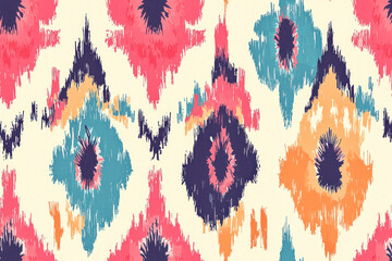 Motif ethnic handmade beautiful Ikat art.Ikat ethnic tribal, boho colors seamless wallpaper.