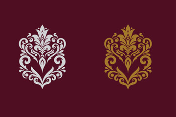 Damask graphic ornament vector, wedding card design element, card design ,printed design