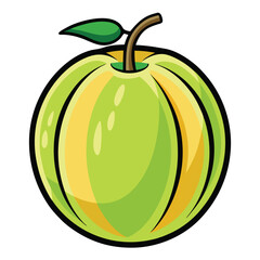 Honeydew fruit vector illustration on white background.