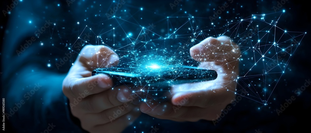 Poster visualizing the evolution of mobile telecommunications networks and data transfer conceptual image h