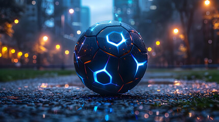 Futuristic Glowing Soccer Ball 3D Render
