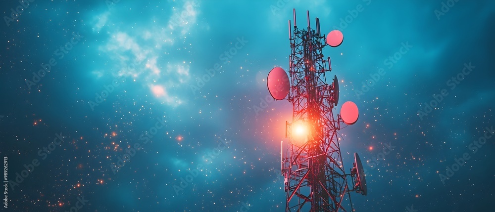 Poster visualization of telecommunication network coverage and signal accessibility depicted through a land
