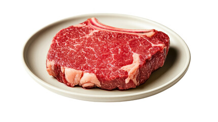 Obraz premium Raw steak on a plate with a transparent background