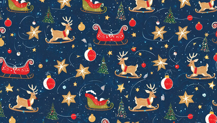Magical Night: Reindeer and Sleighs Under the Stars wallpaper