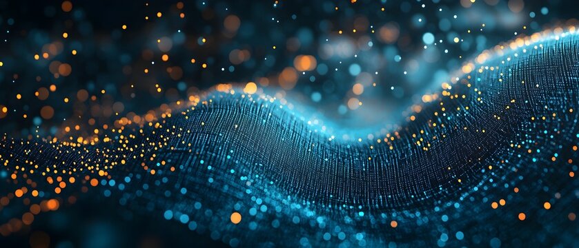 Digital signal processing in telecommunication highlighting the transformation of analog signals into digital data  photography concept with glowing waves neon lines and abstract background