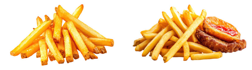 Delicious French fries on a transparent background