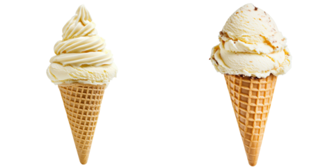 Two ice cream cones on a transparent background