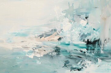 Abstract Teal & Gray Seascape Painting