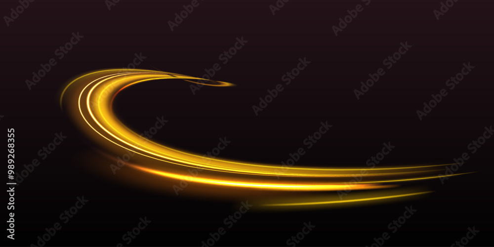 Aufkleber modern abstract high-speed light motion effect on black background. neon stripes in the form of dril
