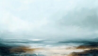 Obraz premium Abstract Foggy Sea Horizon Painting