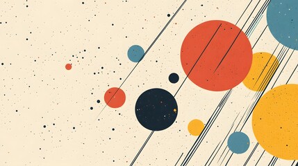 Retro Abstract Vector Illustration with Colorful Lines and Circles