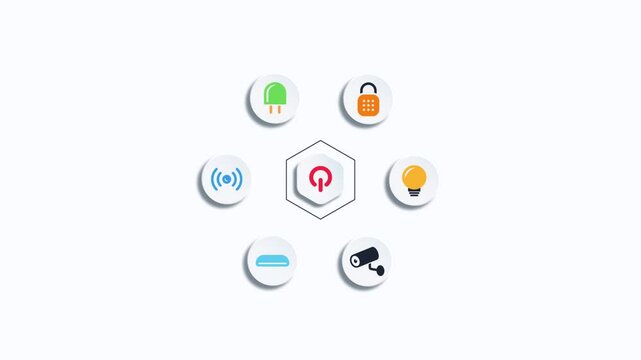 Realistic 3D vector motion animation of Smart Home icon. Animation of turning on a smart device inside the house using a remote control. smart technology