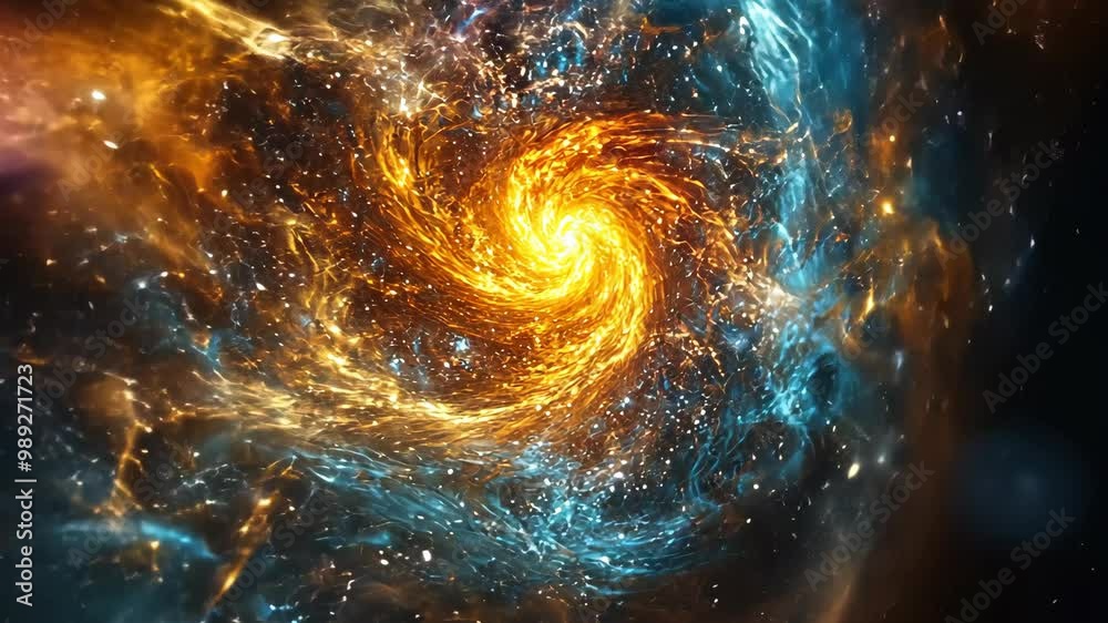 Wall mural a swirling galaxy in space with a bright orange core and blue outer edges