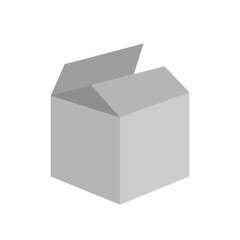 Gray open box. Flat simple vector illustration.