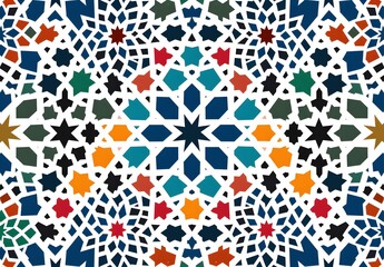 Colorful Islamic Geometric Pattern with Stars