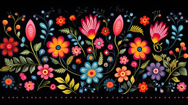 Colorful Floral Polish Folk Embroidery