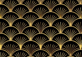 Art Deco Geometric Seamless Pattern - Black Gold