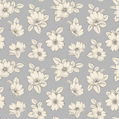 Bicolor rose floral pattern. Modern botanical design
