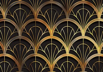 Art Deco Seamless Pattern With Arches and Lines