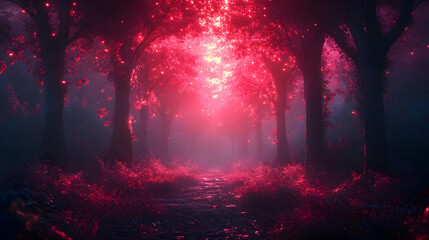Red Forest Glow Illustration