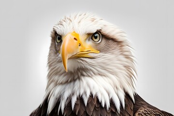 Fototapeta premium Bald eagle bird on white background, AI Generated