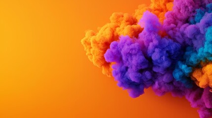 Obraz premium Vibrant smoke cloud in orange, purple, and blue colors, perfect for artistic backgrounds and creative projects.