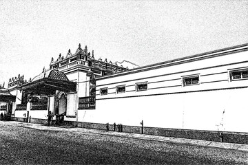 Fototapeta premium Digital Art - Chettinadu Style Heritage Homes in Karaikudi, Pallathur, Athangudi & Kothamangalam are the most lavish & exquisite architectural beauty. This beautiful edifice situated at Chettinad regi