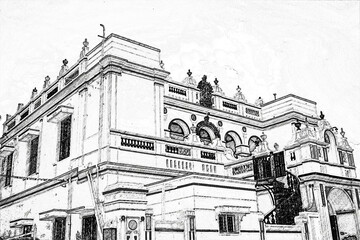 Obraz premium Digital Art - Chettinadu Style Heritage Homes in Karaikudi, Pallathur, Athangudi & Kothamangalam are the most lavish & exquisite architectural beauty. This beautiful edifice situated at Chettinad regi
