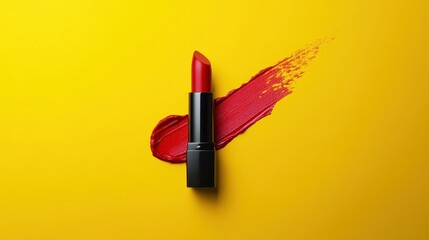 Bold Crimson Lipstick Beside Colorful Swatch