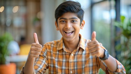 Excited Indian Teen with Thumbs Up