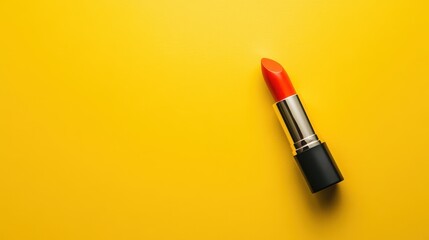 Obraz premium Vibrant Matte Orange Lipstick on Yellow Background