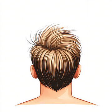 recommend clip art: A cartoon drawing of a man's head with a shaved sideburn. The hair is short and brown