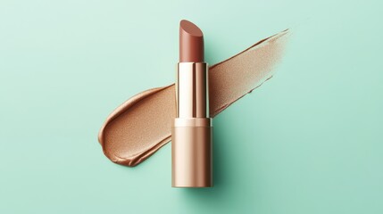 Metallic Bronze Lipstick with Smooth Stroke on Surface