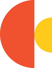 Bauhaus element. Modern geometric abstract shape in minimal style. Brutalism basic form, line, eye, circle and pattern, art vector icon. Colorful figure and dots simple design, white background