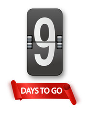9 days to go icon set. Countdown of days remaining. Offer timer sticker limited to a few days. Vector