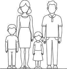 family outline, line art family illustration, simple family line art, loving family line art, hand-drawn family vector illustration