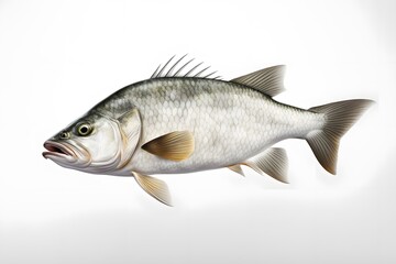 Obraz premium Barramundi fish on white background, Ai Generated