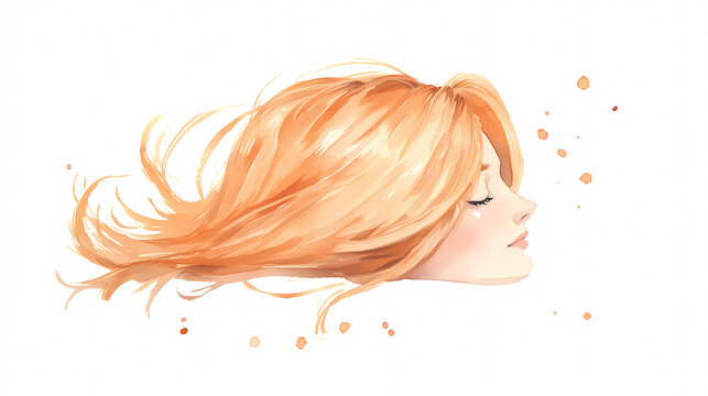 recommend clip art: A woman with long blonde hair is sleeping. The hair is flowing and the woman's face is resting on her pillow