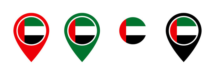 United Arab Emirates flag location icon set