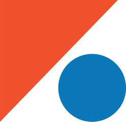 Bauhaus element. Modern geometric abstract shape in minimal style. Brutalism basic form, line, eye, circle and pattern, art vector icon. Colorful figure and dots simple design, white background