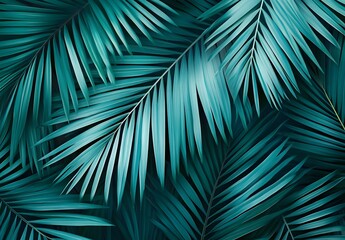 Teal Palm Leaf Texture Background