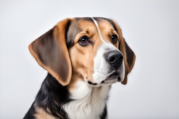 Beagle shepherd dog on white background, AI generated