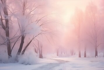 Enchanted Winter Forest at Sunrise