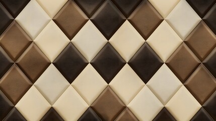 Fototapeta premium Beige & Brown Diamond Pattern Wallpaper 3D