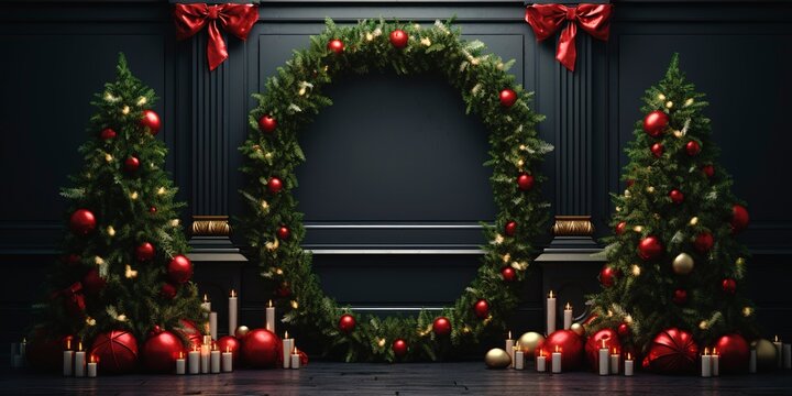 Christmas wall decorated with copy space for advertisement