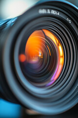 close up shot camera lens showcasing with beautiful blur background generated by AI