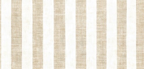Beige Linen Fabric With Vertical Stripes Texture